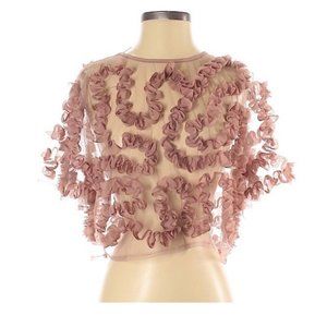 Zara Pink Mesh Ruffle Crop Top